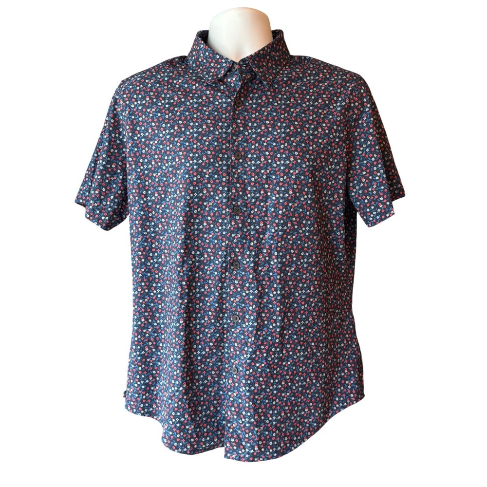Mizzen + Main Leeward Floral Button Front Shirt Mens Medium Trim Fit